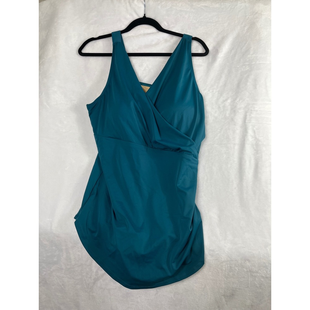 Kim Gravel Swimsuits For All One Piece Women 20W Teal Wrap Front Ruched - Picture 10 of 12